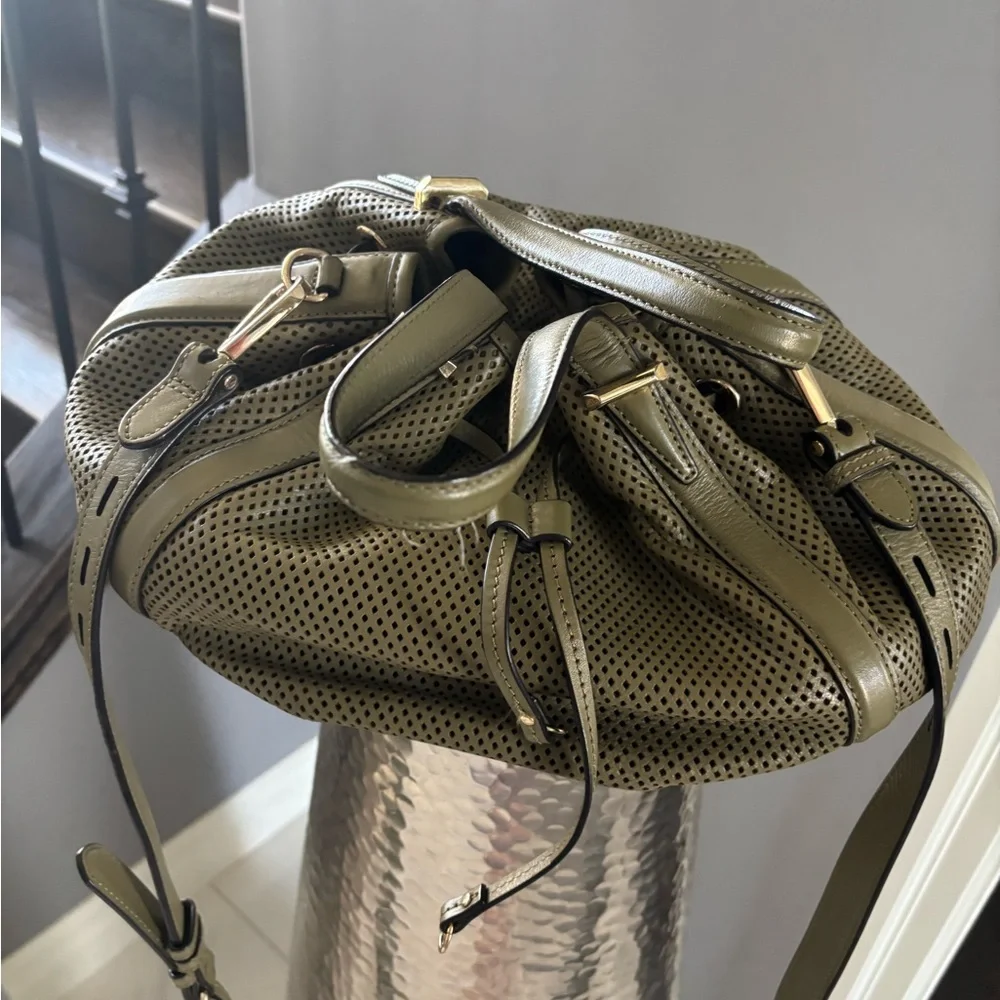 Olive Green Rebecca Mankoff, genuine leather handbag with shoulder strap - Picture 9 of 14